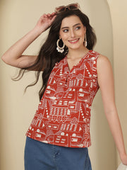 Red Sleeveless Top for Women