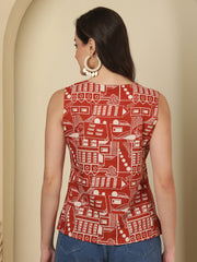 Red Sleeveless Top for Women