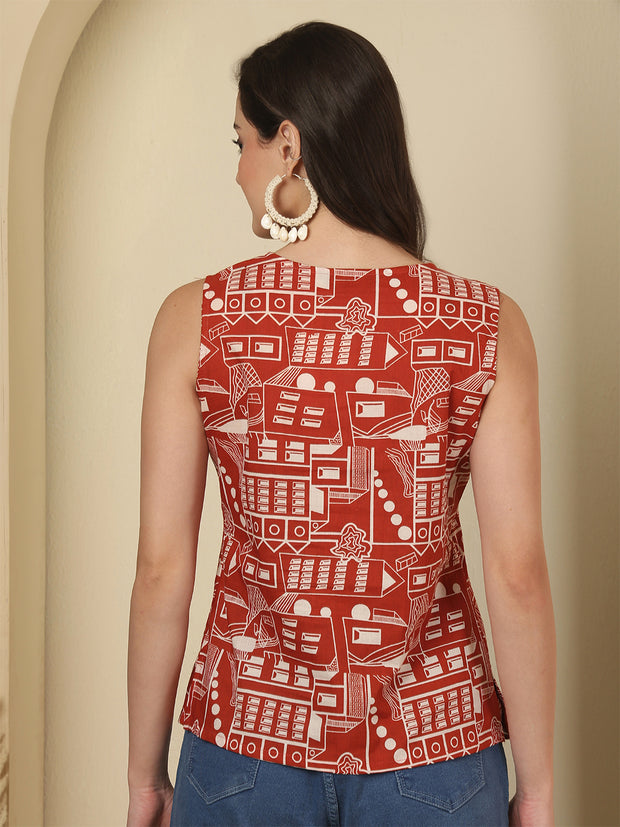 Red Sleeveless Top for Women