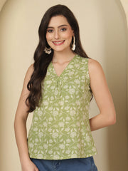 Green Sleeveless Top for Women
