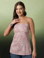 Women Mauve Printed Straight Tunic