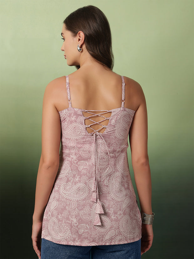 Women Mauve Printed Straight Tunic