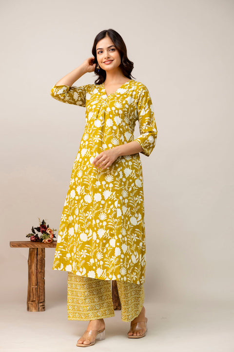 Yellow Printed Co-Ord Set for Women
