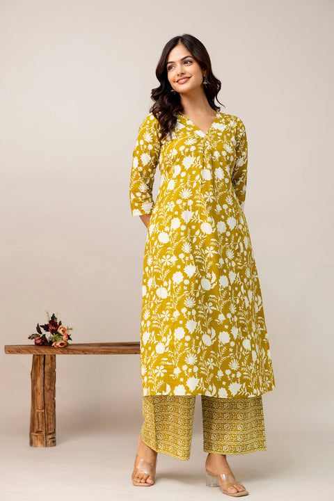 Yellow Printed Co-Ord Set for Women
