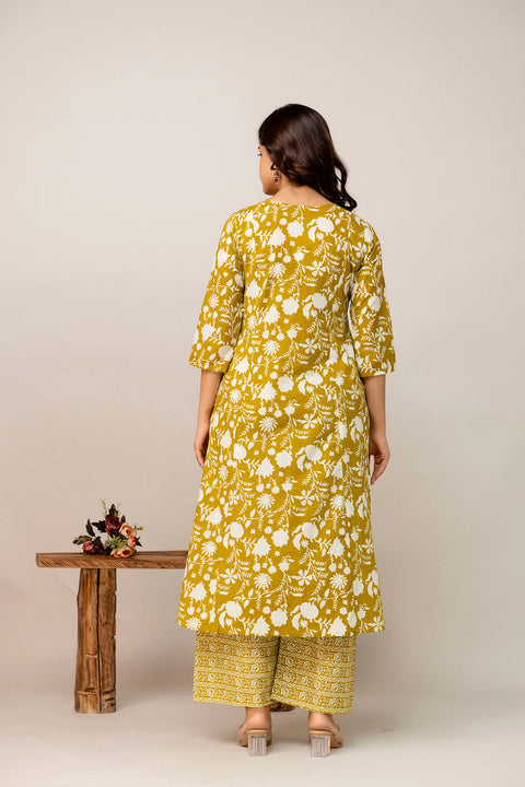 Yellow Printed Co-Ord Set for Women