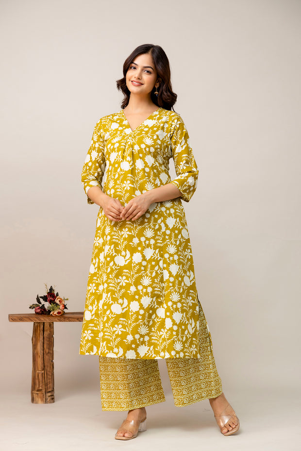 Yellow Printed Co-Ord Set for Women