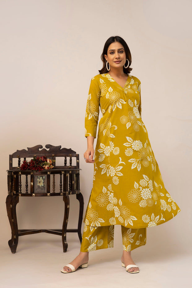 Yellow Printed Co-Ord Set for Women