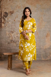 Yellow Printed Co-Ord Set for Women