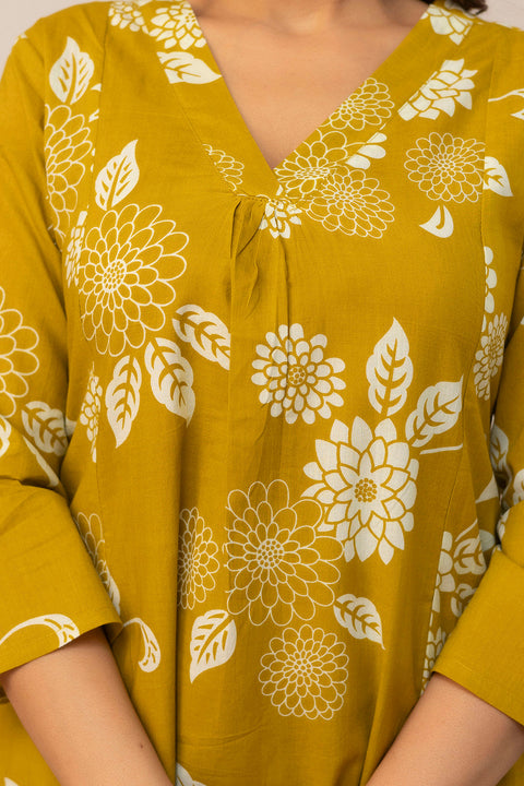 Yellow Printed Co-Ord Set for Women