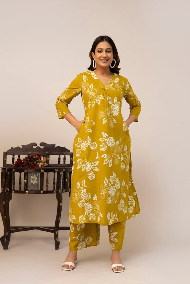 Yellow Printed Co-Ord Set for Women