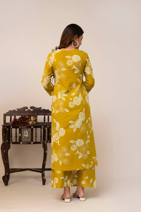 Yellow Printed Co-Ord Set for Women