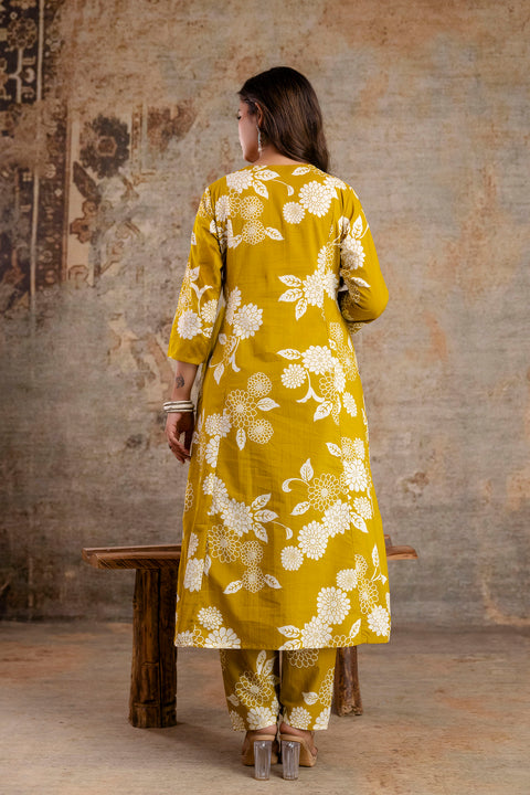 Yellow Printed Co-Ord Set for Women