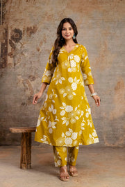 Yellow Printed Co-Ord Set for Women
