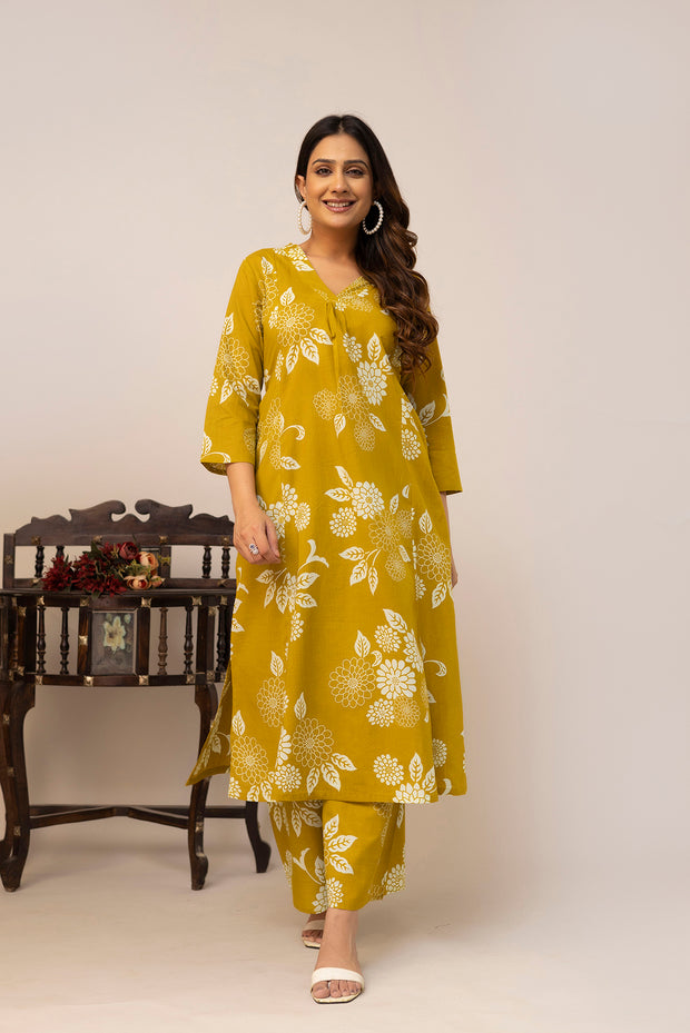 Yellow Printed Co-Ord Set for Women