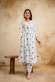 White Printed Co-Ord Set for Women