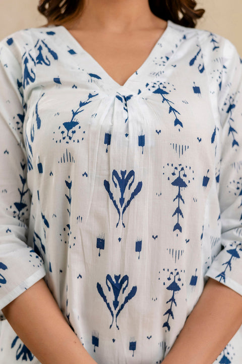 White Printed Co-Ord Set for Women