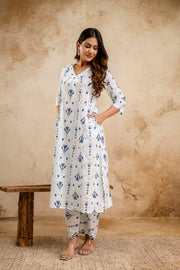 White Printed Co-Ord Set for Women