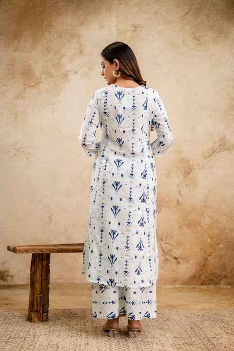 White Printed Co-Ord Set for Women
