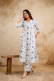 White Printed Co-Ord Set for Women