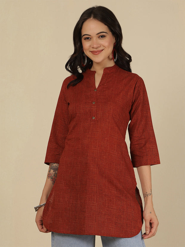 Maroon Solid Straight Tunic for Women