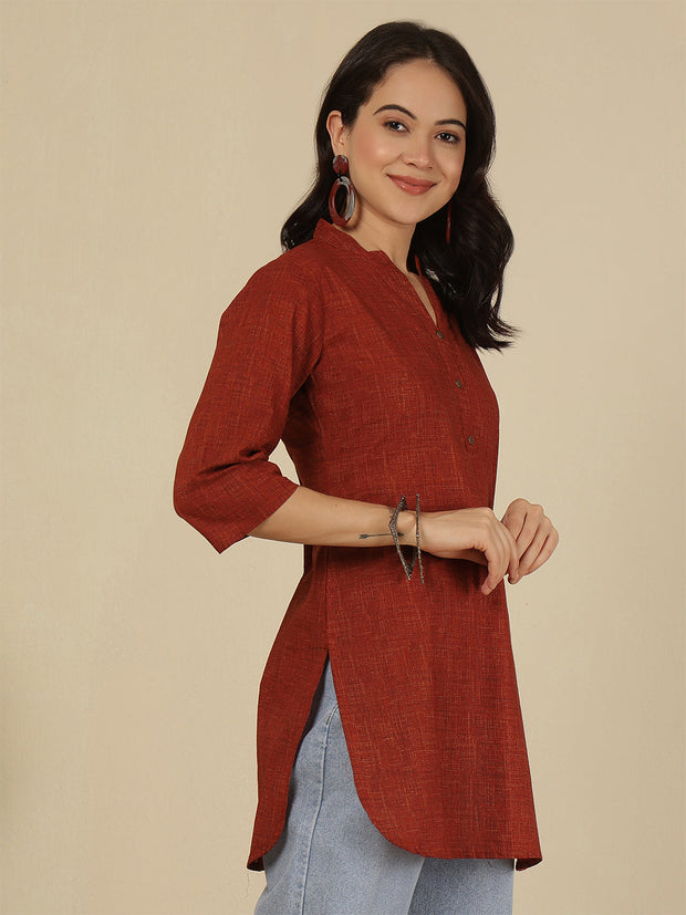Maroon Solid Straight Tunic for Women