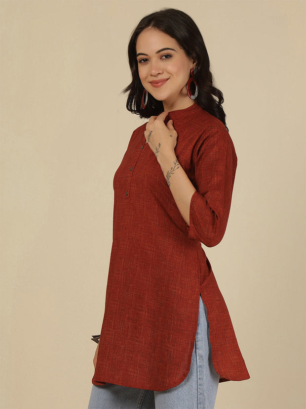 Maroon Solid Straight Tunic for Women