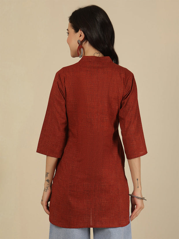 Maroon Solid Straight Tunic for Women