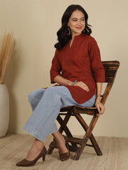 Maroon Solid Straight Tunic for Women