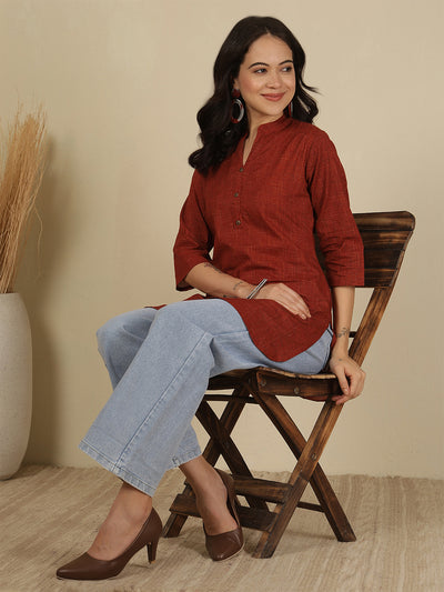 Maroon Solid Straight Tunic for Women