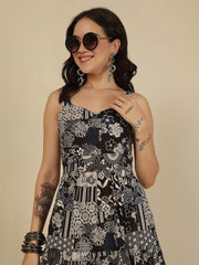 Black Printed Dress for Women