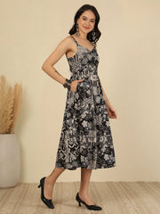 Black Printed Dress for Women