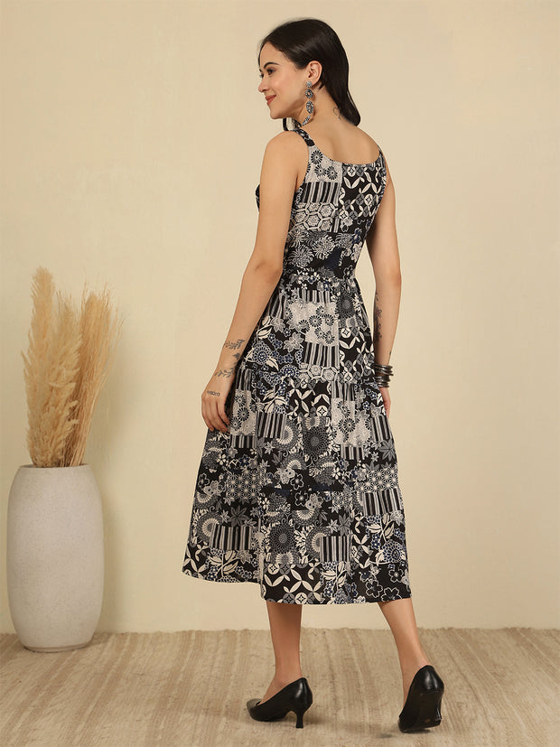 Black Printed Dress for Women