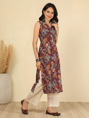 Burgundy Printed Kurta for Women