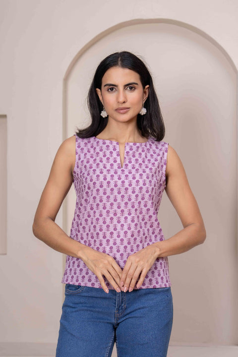 Women Pink Printed Straight Top