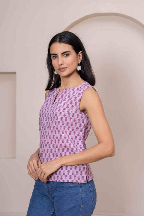 Women Pink Printed Straight Top