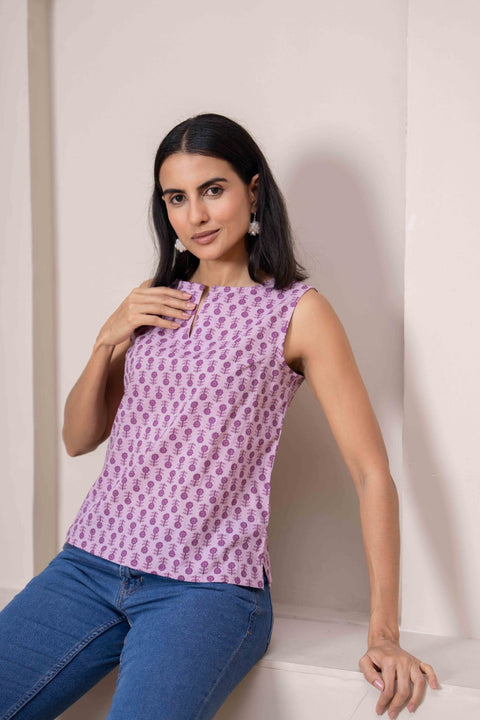 Women Pink Printed Straight Top