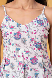 White Printed Sleeveless Top for Women