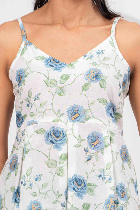 White Printed Sleeveless Top for Women