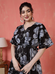 Black Floral Printed Dress for Women