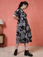 Black Floral Printed Dress for Women