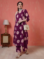 Maroon Printed Co-Ord Set for Women