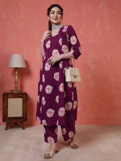 Maroon Printed Co-Ord Set for Women