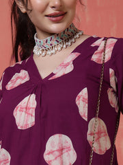 Maroon Printed Co-Ord Set for Women