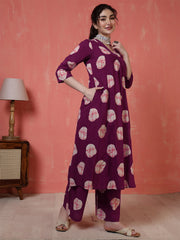 Maroon Printed Co-Ord Set for Women