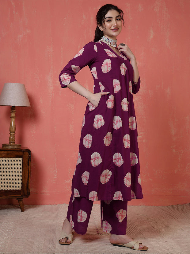 Maroon Printed Co-Ord Set for Women