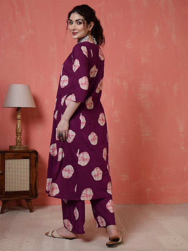 Maroon Printed Co-Ord Set for Women