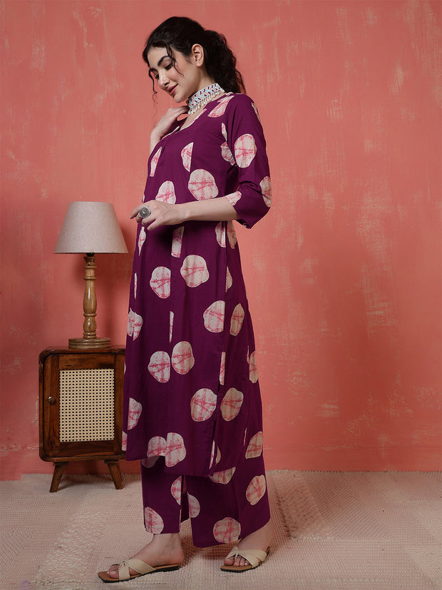 Maroon Printed Co-Ord Set for Women