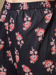 Black Printed Anarkali Kurta Set With Dupatta For Women