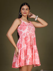 Pink Printed Dress for Women