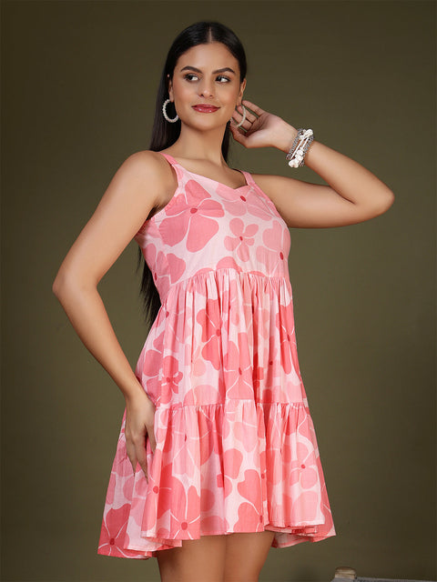 Pink Printed Dress for Women